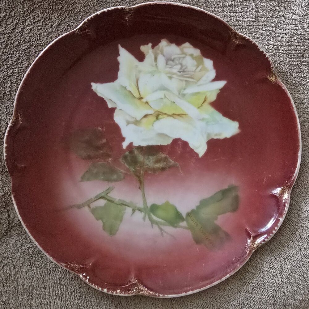 Charlotte Rose Plate Bavaria Signed 8.25"